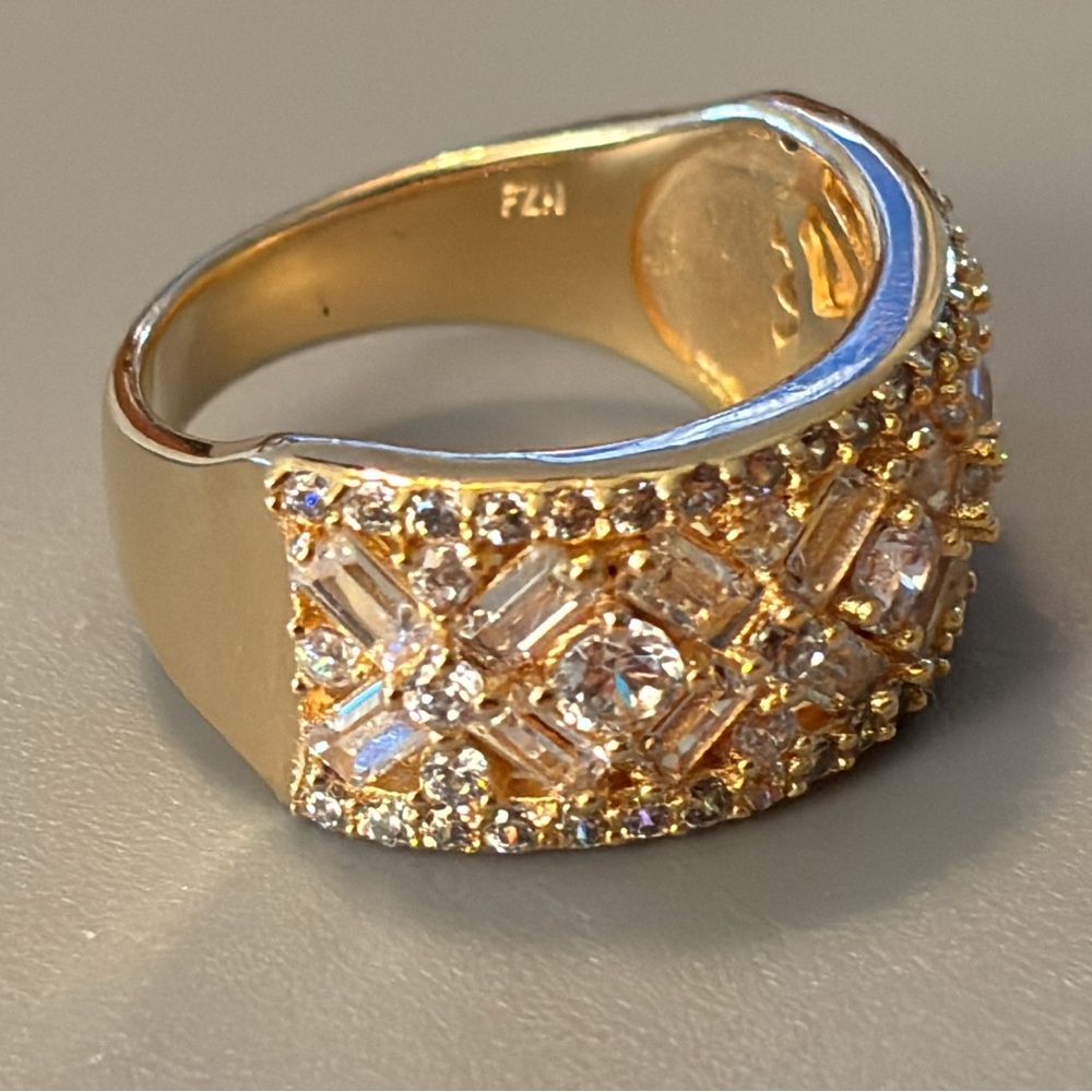 Gold Over Solid Sterling Silver Cz Ring - image 5
